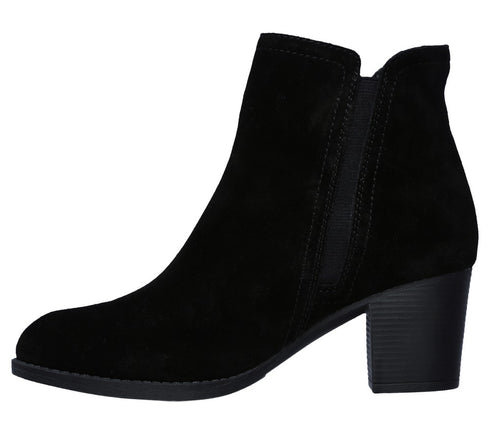 Ghete casual, dama, SKECHERS Taxi Don't Trip, 48459-BLK negru, piele intoarsa